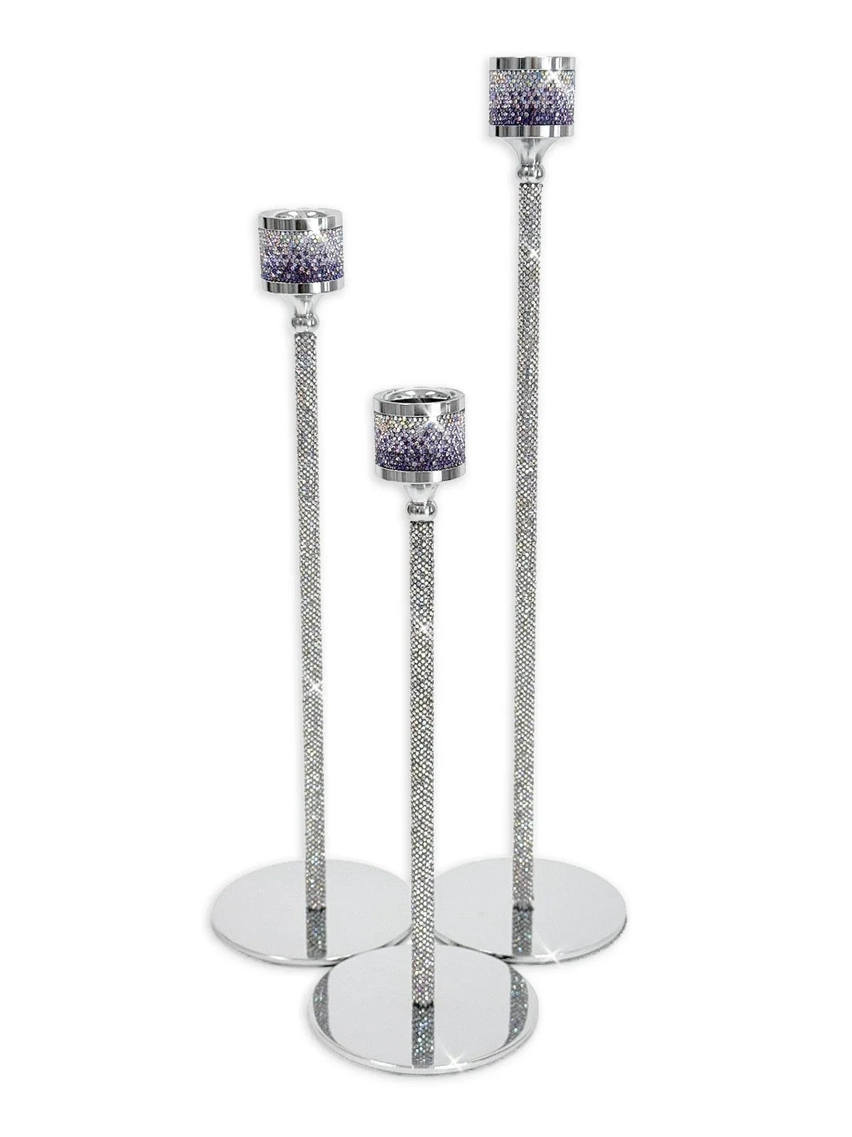 Ensemble de 3 chandeliers – Violet Aurora Borealis (AB)