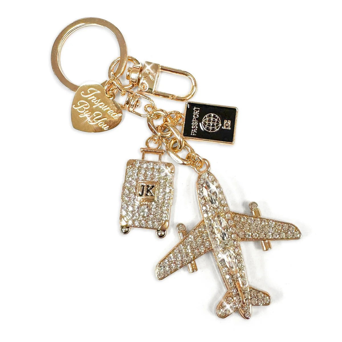 Breloque de sac Avion Jacqueline Kent – Cristaux et strass dorés