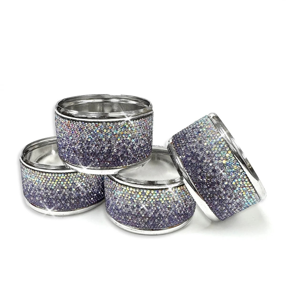 Ensemble de 4 ronds de serviette – Violet Aurora Borealis (AB)