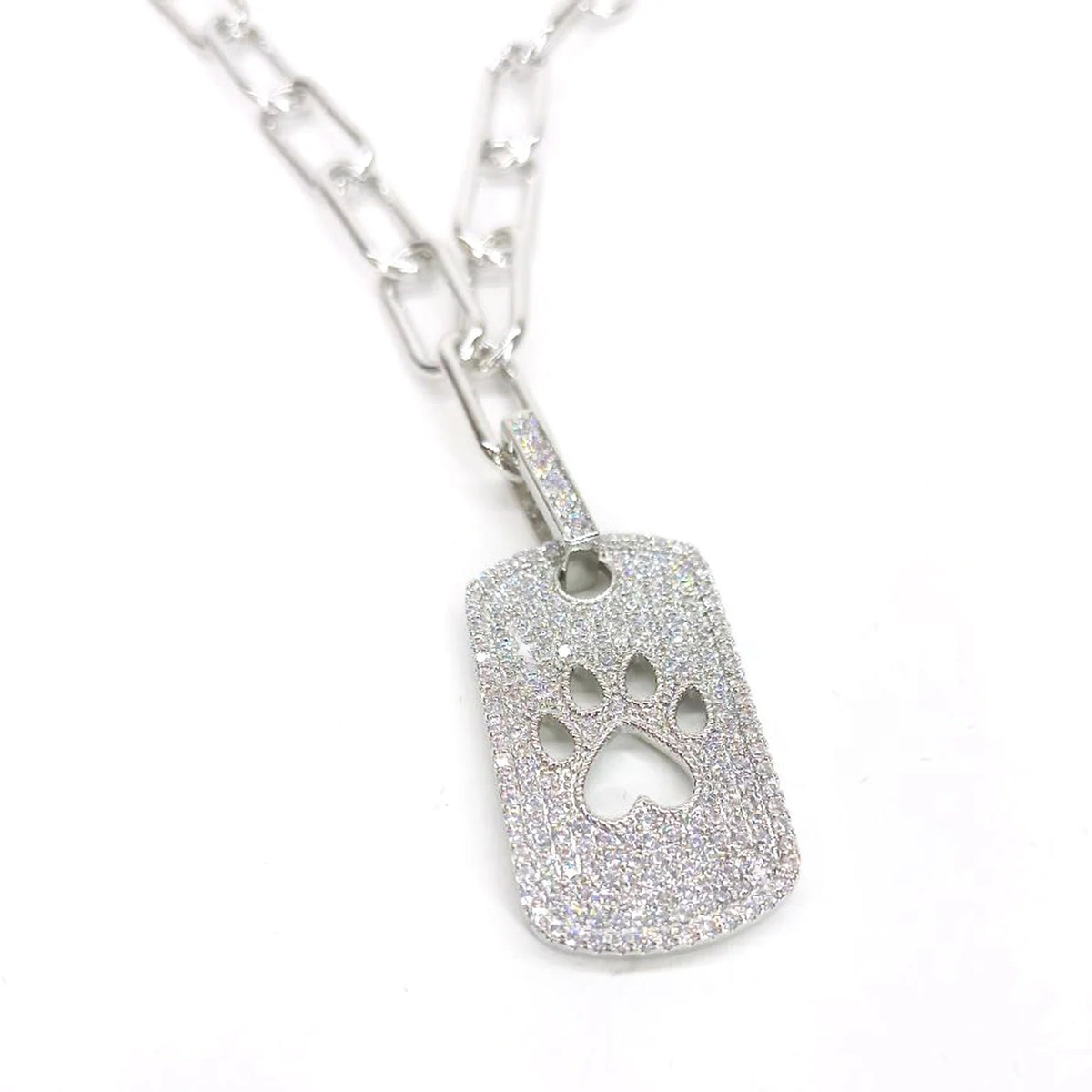 Collier argenté avec pendentif en forme de patte, Amour inconditionnel