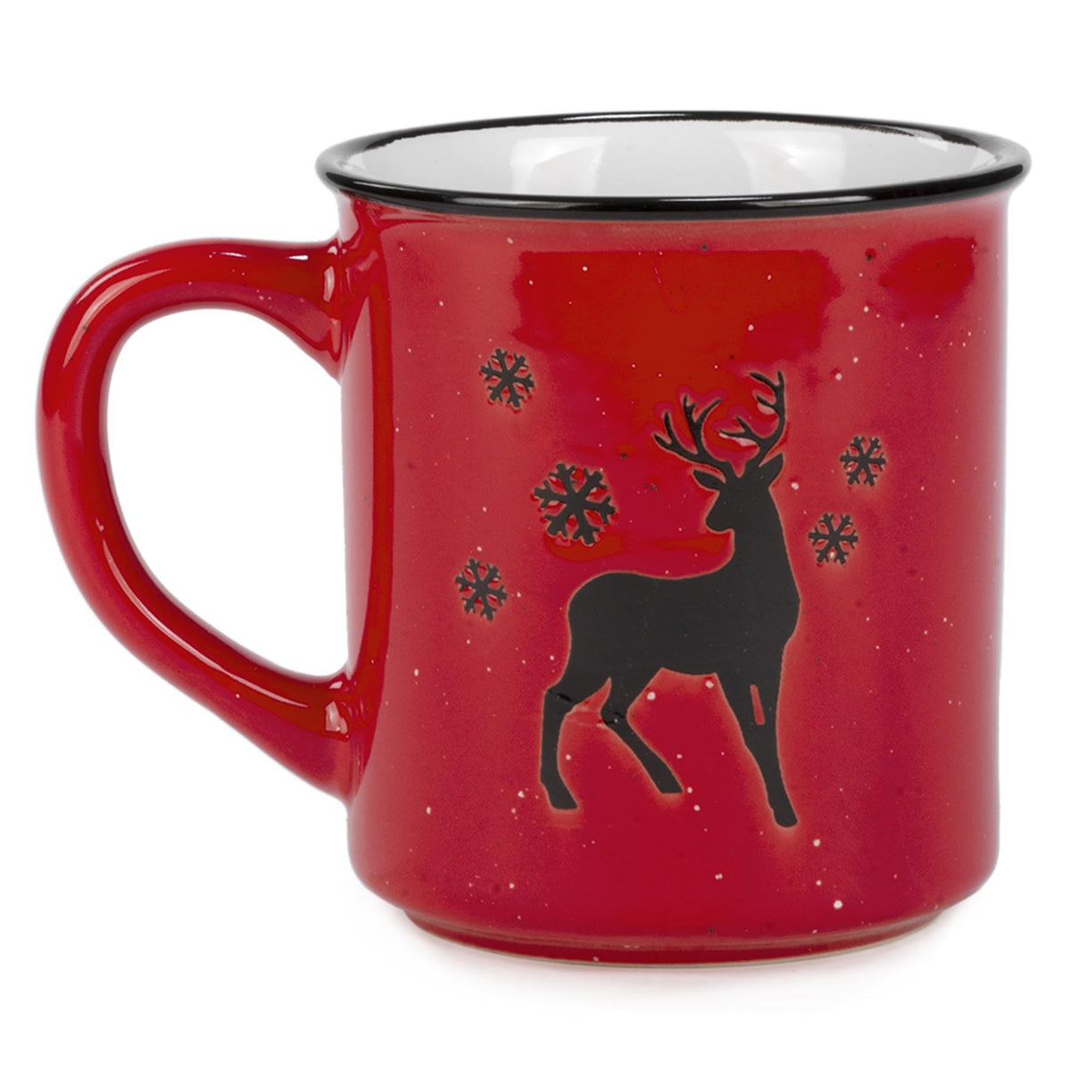 RED MUG WITH BLACK DEER