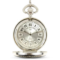 Montre de poche mécanique argentée avec photo et chaîne - vide