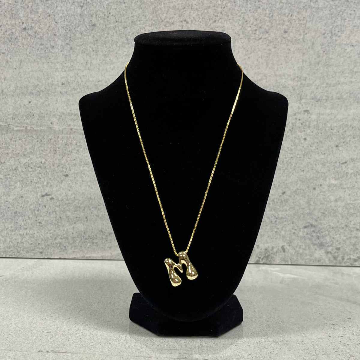 Necklace with Chain- M Letter Bubble Initial Belle by elle barré