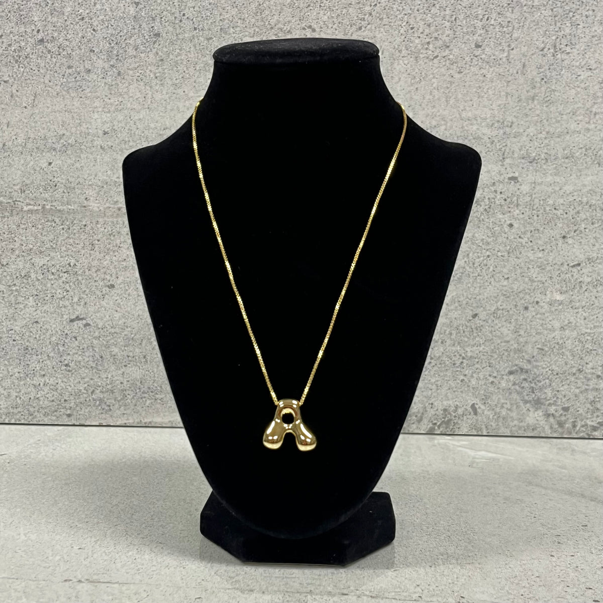 Pendant A Bubble Letter Initial with Chain- Belle by elle barred