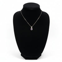 925 Sterling Silver Chain with Rectangular Amethyst and Zircon Pendant
