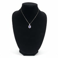 Chaîne en Argent 925 avec Pendentif avec Fleur en Tanzanite et Zircones