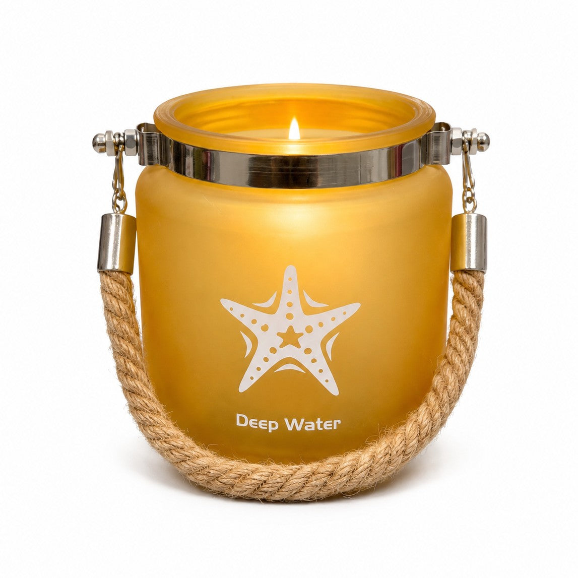 Lanterne En Verre Dépoli Avec Un Corde, Jaune Clair