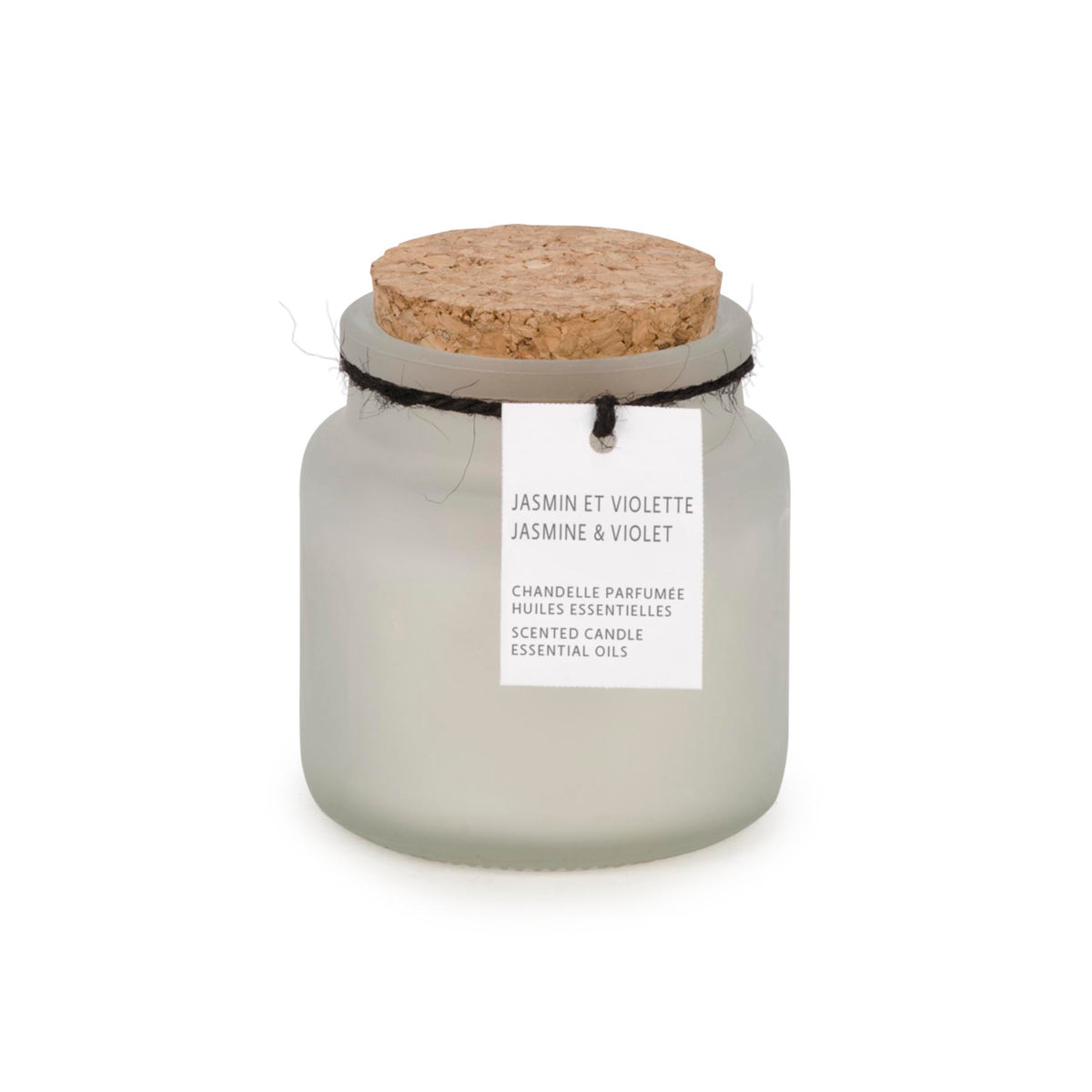 Chandelle en Verre Blanc avec Couvercle en Liege- Jasmin & Violette