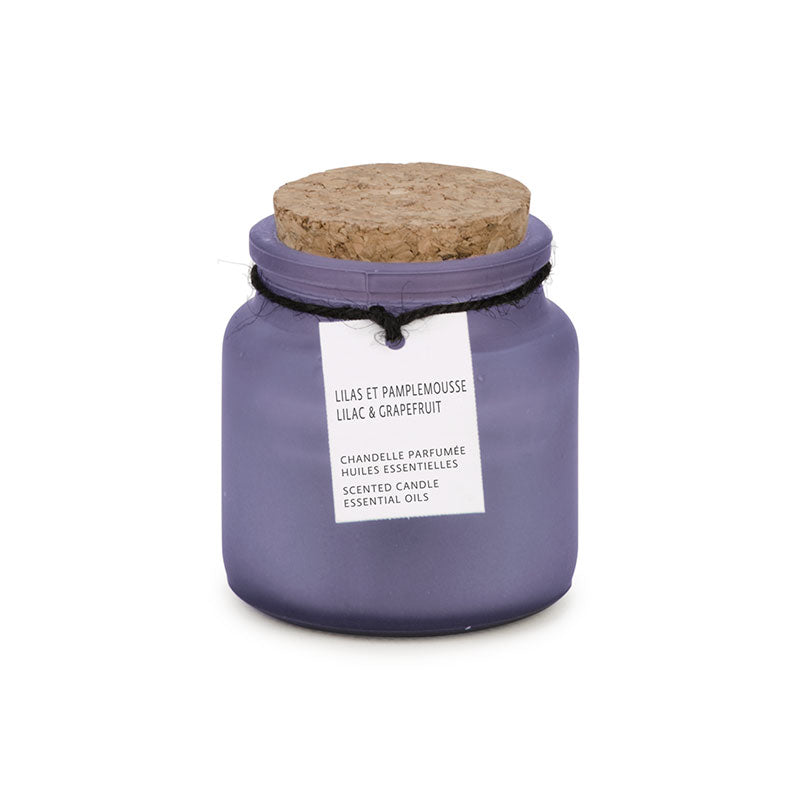 Chandelle Mauve Bleu avec Couvecle en liege - Lilas & Pamplemousse