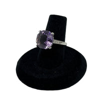 Ring with "Amethyst Rose" &amp; three Zirconia on each side adjustable