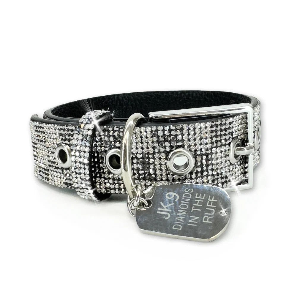 Collier pour chien Jacqueline Kent Diamonds in the Ruff – Checkmate Light, taille moyenne