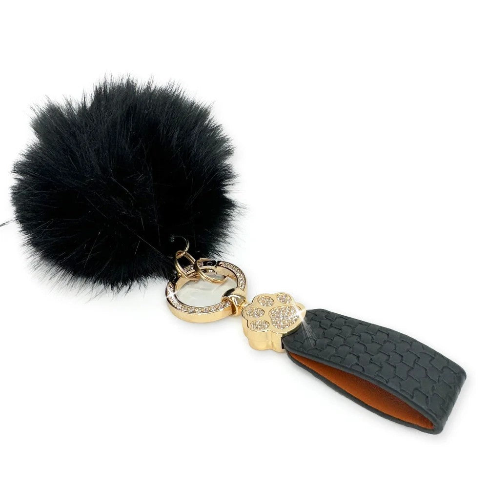 Porte-clés pendentif Jacqueline Kent Fantasy en fausse fourrure – Noir
