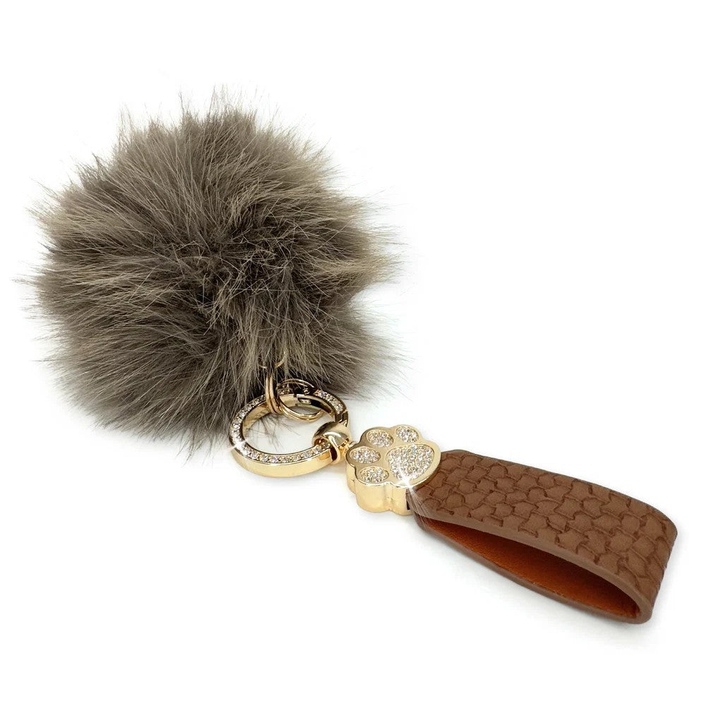 Porte-clés pendentif Jacqueline Kent Fantasy en fausse fourrure – Brun