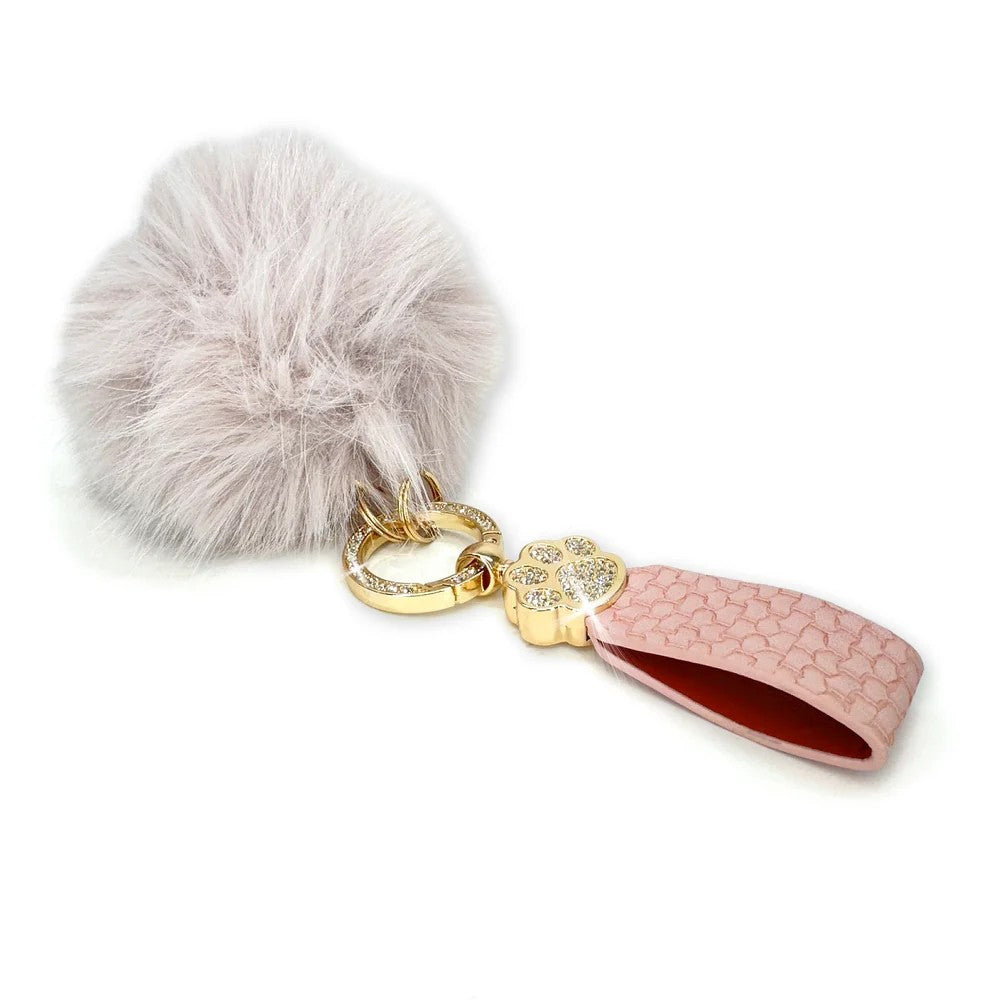 Porte-clés pendentif Jacqueline Kent Fantasy en fausse fourrure –  Rose pale