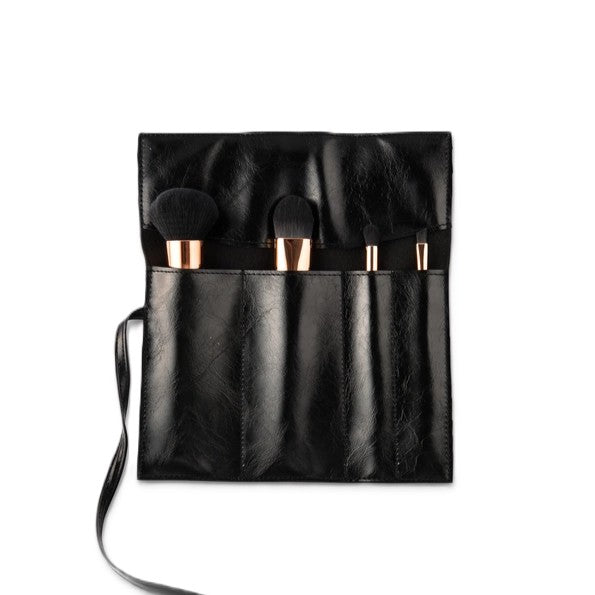 Set de pinceaux de maquillage et pochette de voyage - Noir