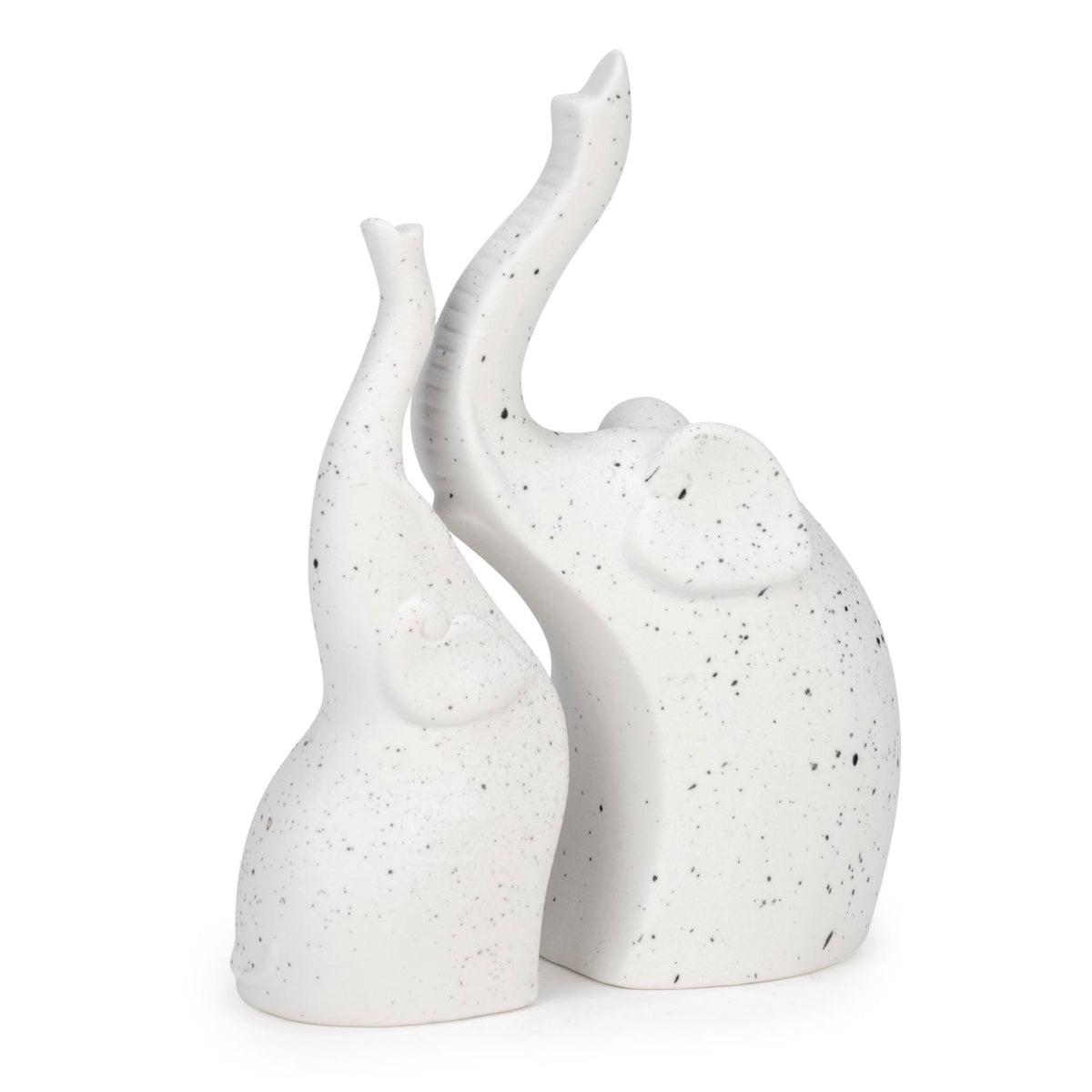 Duo D'Éléphants Décoratifs Blanc Moucheté