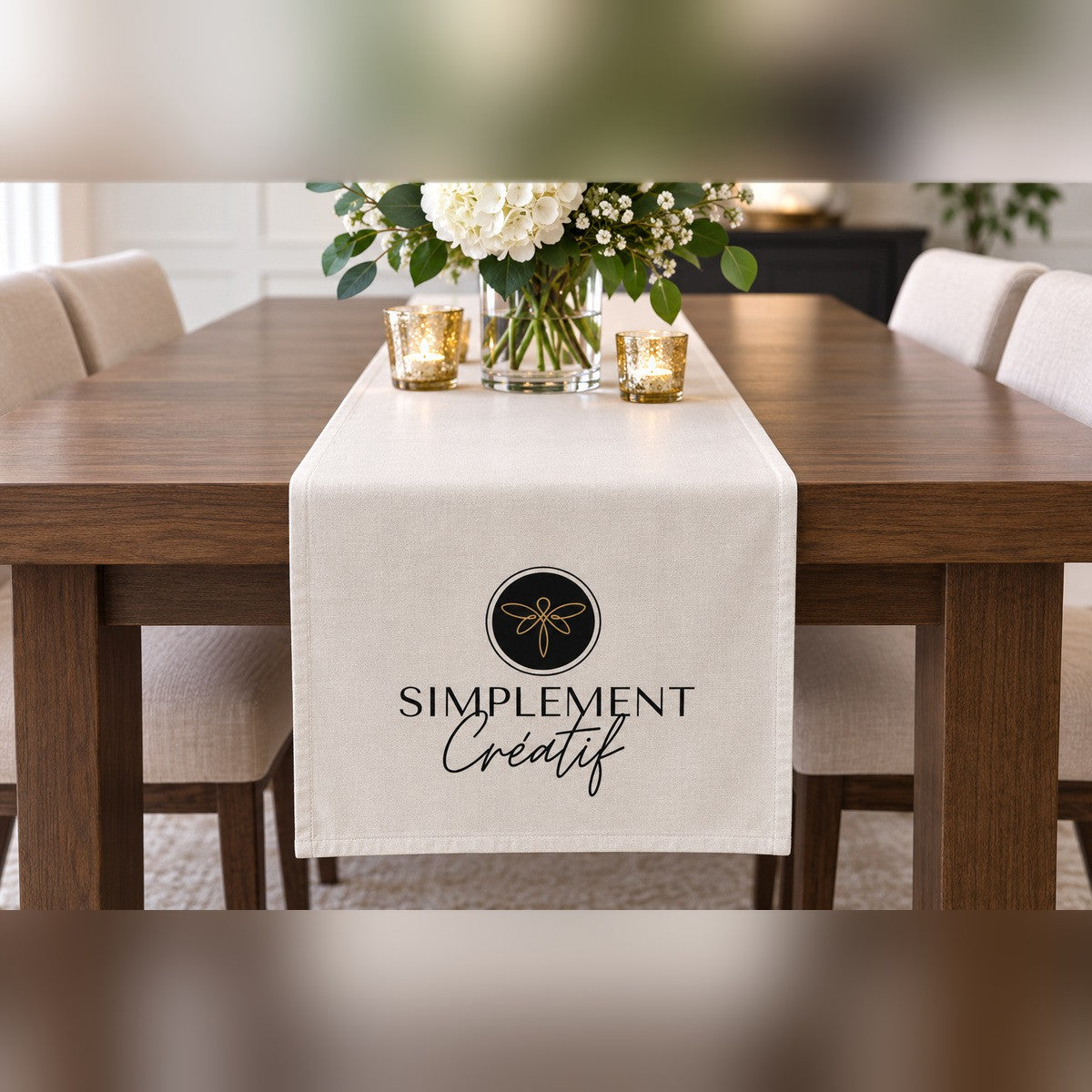 Chemins de table personnalisés avec logo – Événements et entreprises